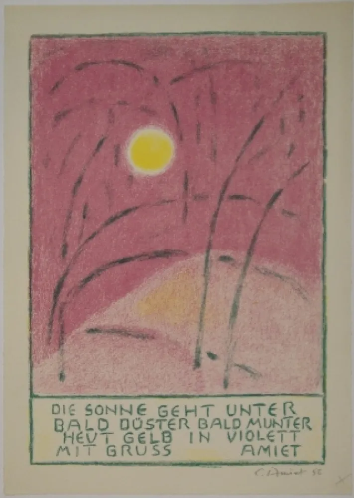 Lithograph Amiet - Sonnenuntergang