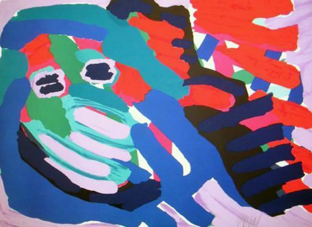 Screenprint Appel - Another blue head again 