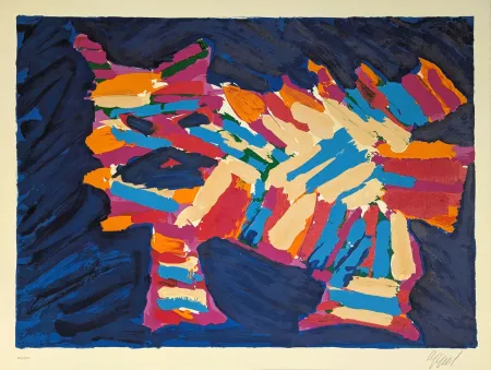 Lithograph Appel - Blue Cat 