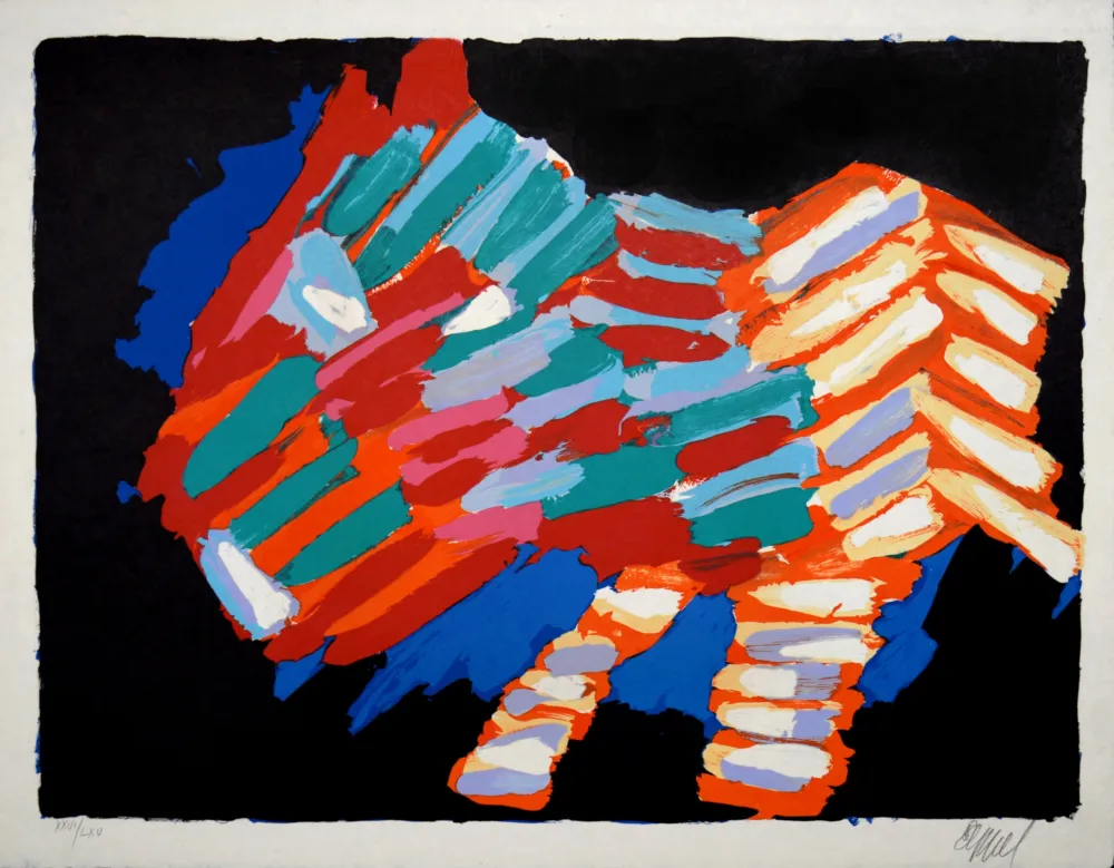 Lithograph Appel - Cat In The Night, 1978 - Hand-signed!