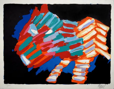 Lithograph Appel - Cat In The Night, 1978 - Hand-signed!