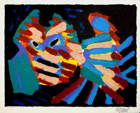 Lithograph Appel - Fighting Cat, 1978 - Hand-signed!