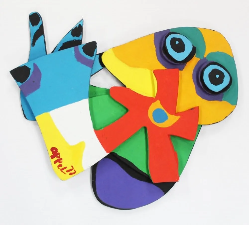 Woodcut Appel - Flower with Blue Eyes,