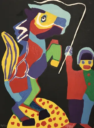 Woodcut Appel - Horse and Ring Master