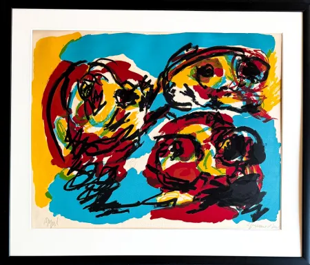 Lithograph Appel - Karel Appel (1921 - 2006) - Three Heads - Color lithograph on paper - 1966