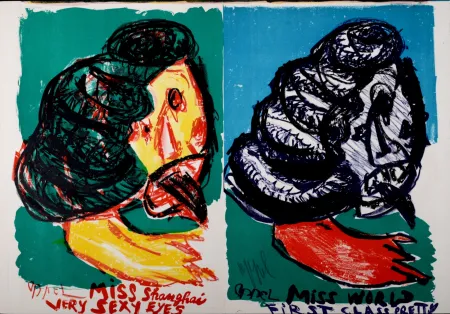 Lithograph Appel - Miss Shanghai Very Sexy Eyes, 1964 - Hand-signed!