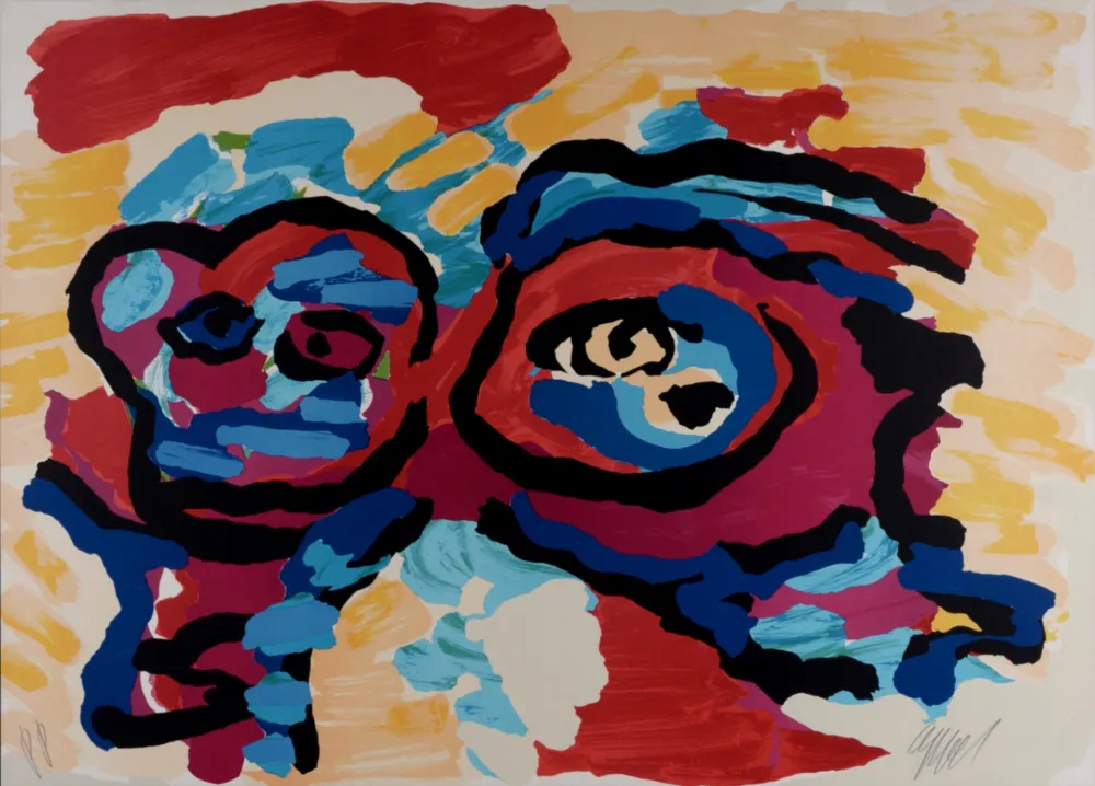 Lithograph Appel - Mother and Little Boy, c. 1980 - Hand-signed!