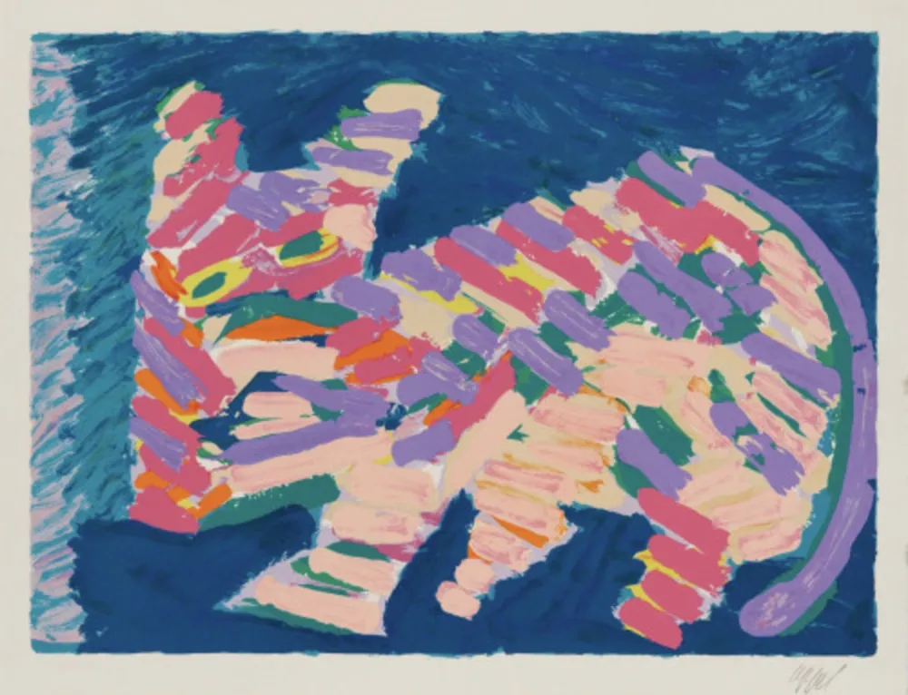 Lithograph Appel - Resting Cat