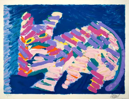 Lithograph Appel - Resting Cat, 1978 - Hand-signed!