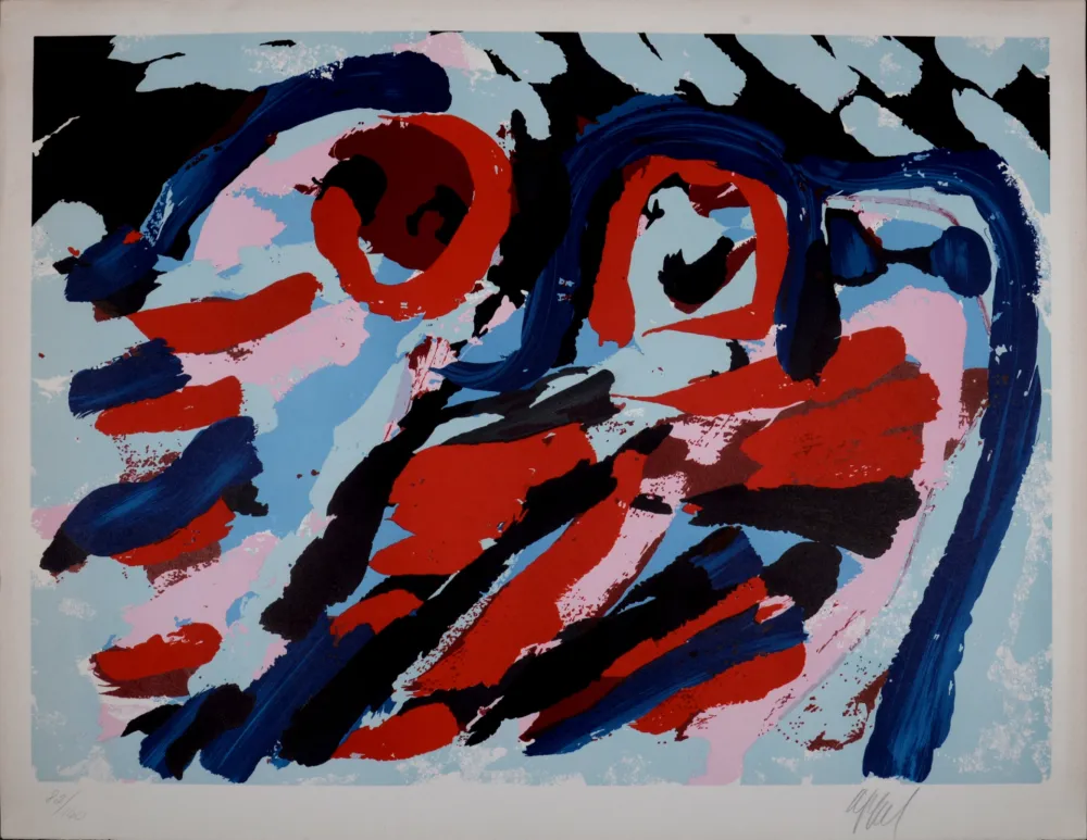 Lithograph Appel - Three Smiling Faces, 1979 - Hand-signed!