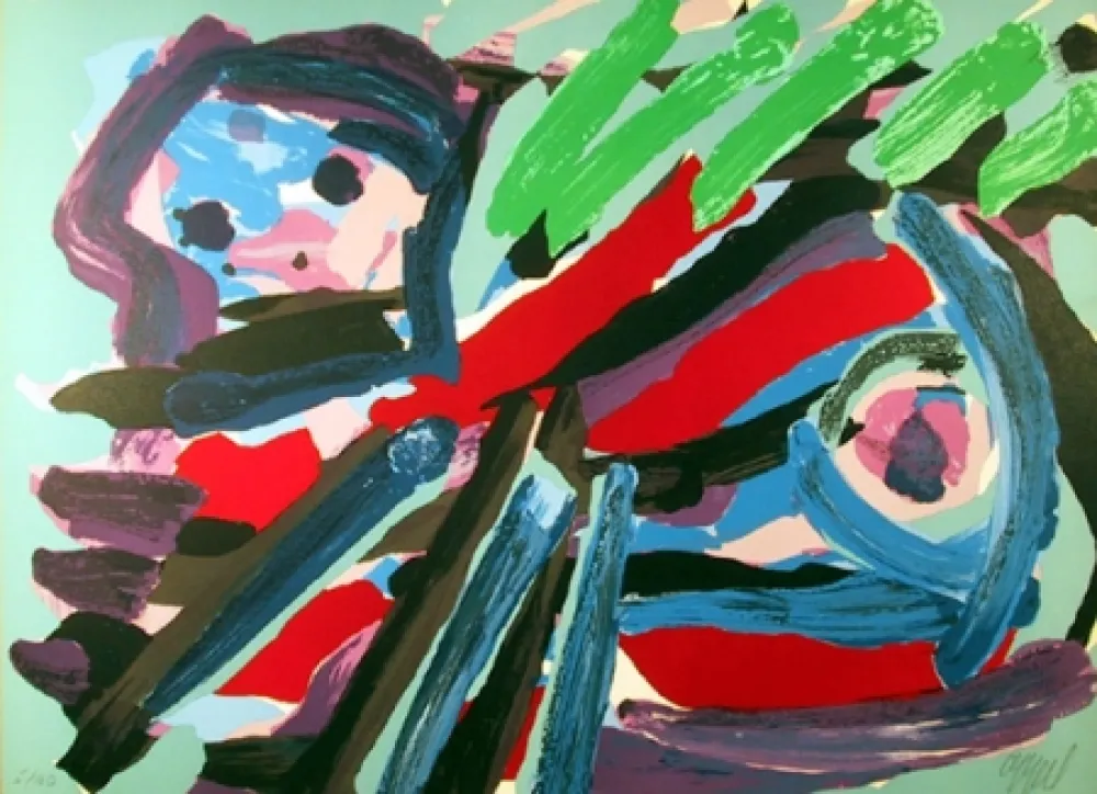 Lithograph Appel - Walking with my Bird