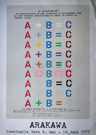 Screenprint Arakawa - „10 reassembling an investigation of the elements of reassembly and of the possible applications of these in order to change usage“, 1972.