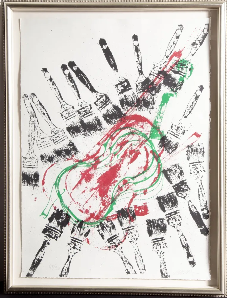 Screenprint Arman - Empreinted De Violins Et Pinceaux