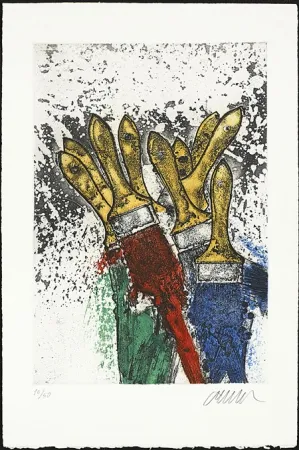 Engraving Arman - Les manches jaunes