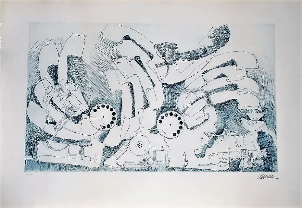 Lithograph Arman - Les téléphones