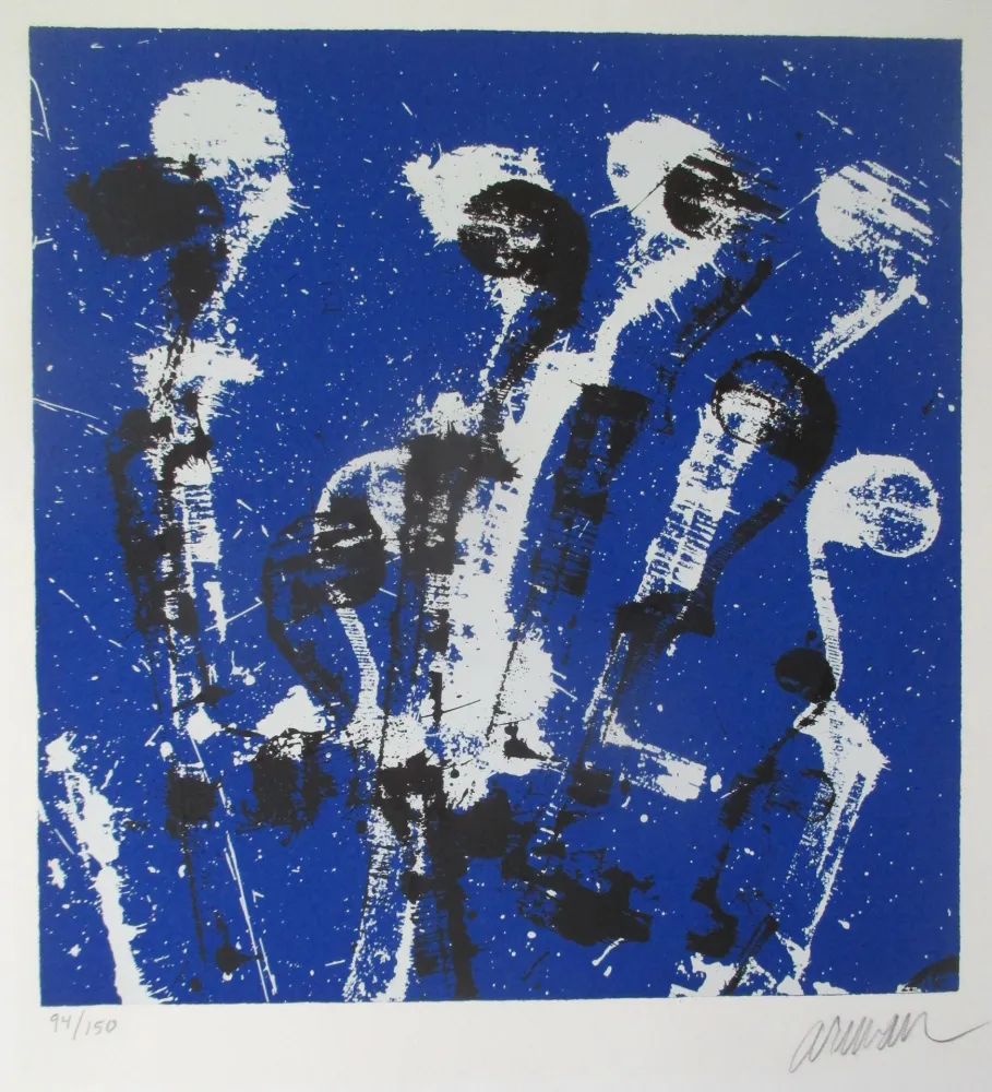 Screenprint Arman - Manches de violons bleus