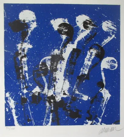 Screenprint Arman - Manches de violons bleus