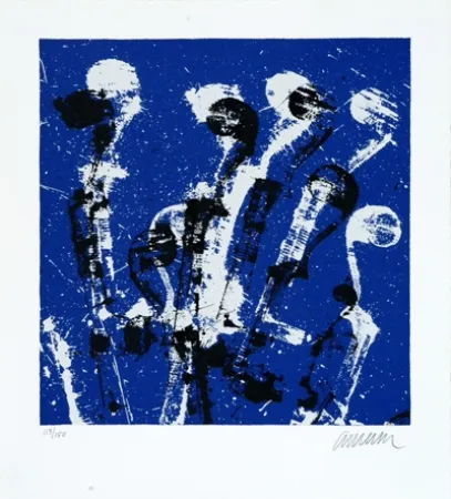 Screenprint Arman - Manches de violons bleus