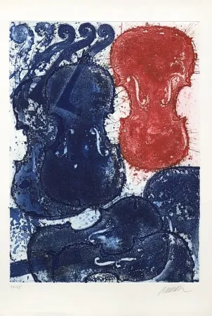 Etching Arman - Rouge et bleu