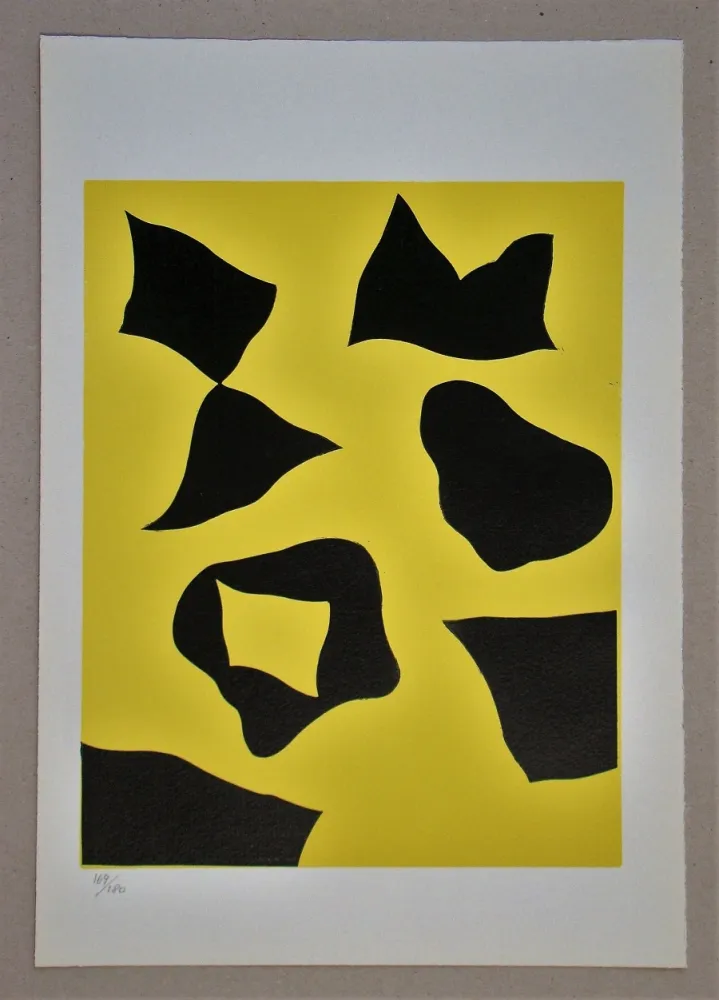 Woodcut Arp - Es schneit nach oben