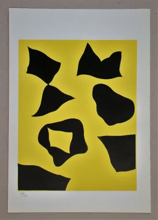 Woodcut Arp - Es schneit nach oben