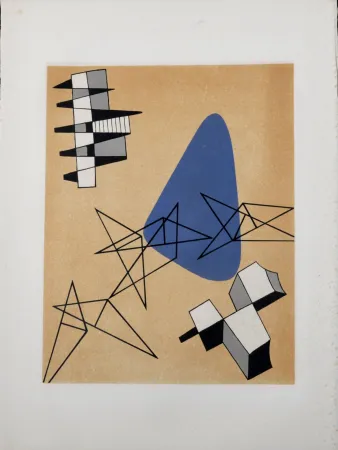 Lithograph Arp - Jean Arp, Alberto Magnelli & Sophie Taeuber-Arp. - Untitled Collaboration, Aux Nourritures Terrestres, 1950