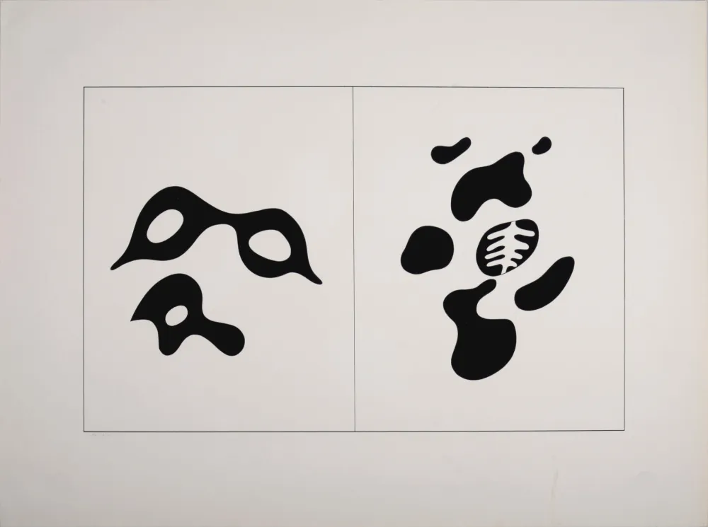 Screenprint Arp - Lunettes et lorgnon - le squelette et son entourage, 1928-1959