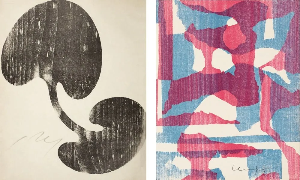 Woodcut Arp - Siamesisches Blatt : ONZE PEINTRES VUS PAR ARP. 1949. Deluxe.