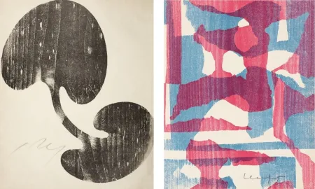 Woodcut Arp - Siamesisches Blatt : ONZE PEINTRES VUS PAR ARP. 1949. Deluxe.