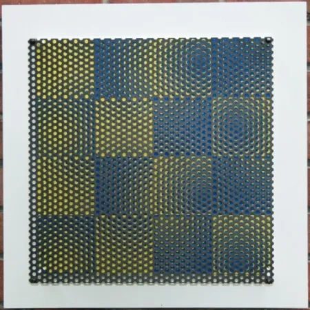 Woodcut Asis - Vibration 16 carres bleu et jaune
