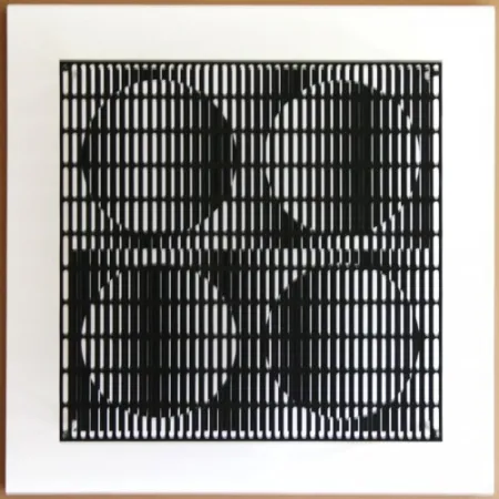 Woodcut Asis - Vibration 4 cercles noir et blanc
