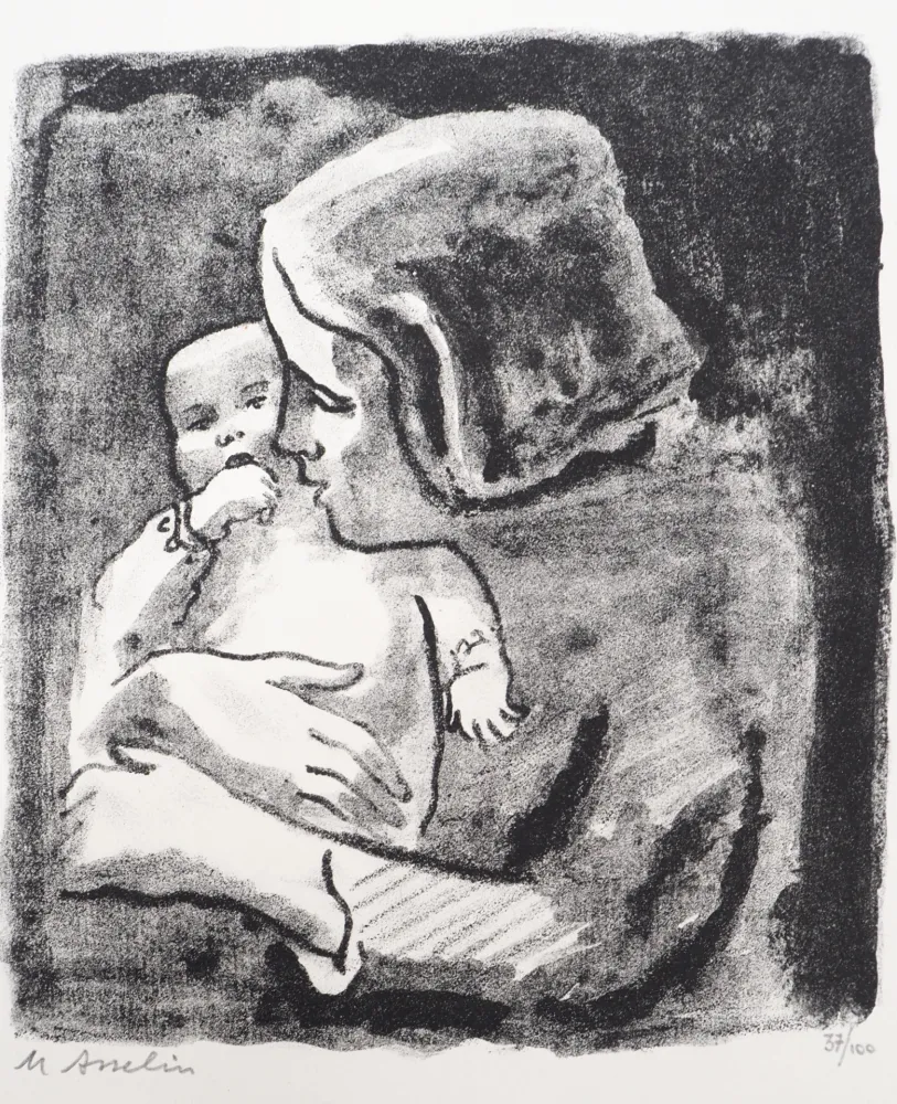 Lithograph Asselin - Maternité