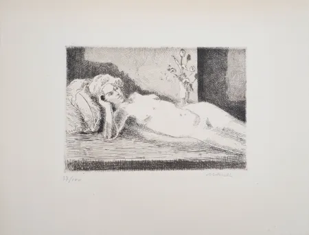 Etching Asselin - Nu allongé