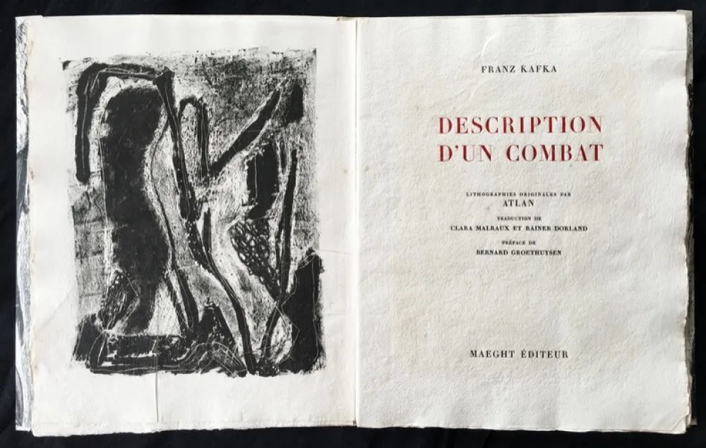 Illustrated Book Atlan - F. Kafka. DESCRIPTION D'UN COMBAT. Lithographies originales d'Atlan (1946)