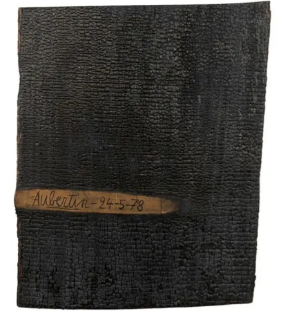 Woodcut Aubertin - Tableau Brûlé Noir