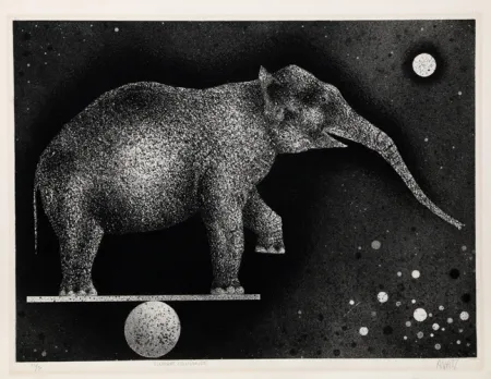 Mezzotint Avati - Elephant Equilibriste