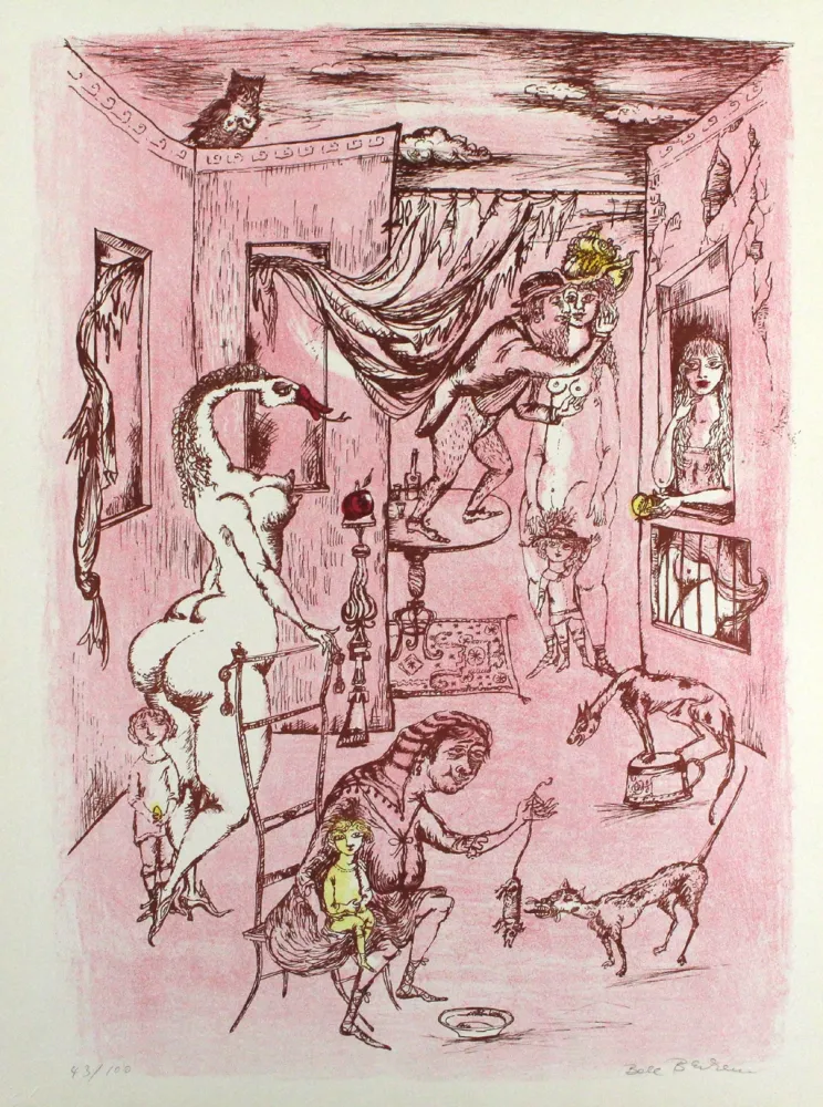 Lithograph Bachem - Alternde Paris zum Muttertag