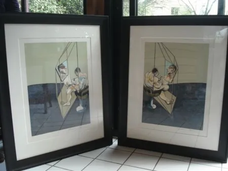 Lithograph Bacon - 3 studies of the male back