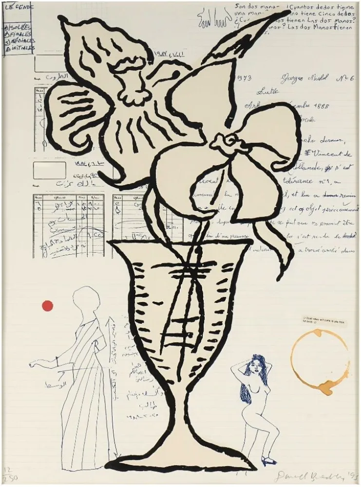 Screenprint Baechler - Flowers