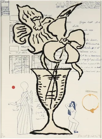 Screenprint Baechler - Flowers