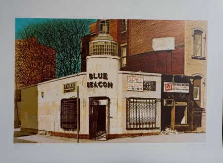 Screenprint Baeder - Blue Beacon