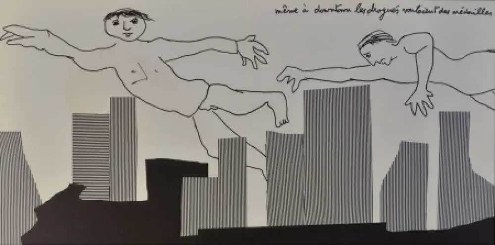 Lithograph Baj - Downtown