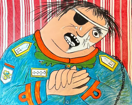 Lithograph Baj - Enrico Baj (1924–2003) – Dayan – Color lithograph on paper – 1965