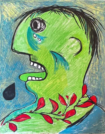 Lithograph Baj - Enrico Baj (1924–2003) – Fernandez de Moratin – Color lithograph on paper – 1965