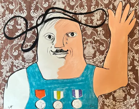 Lithograph Baj - Enrico Baj (1924–2003) – Guillaume de Gouffier – Color lithograph on paper – 1965