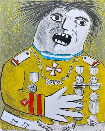 Lithograph Baj - Enrico Baj (1924–2003) – Le comte de Guèbriant – Color lithograph on paper– 1965