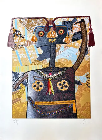 No Technical Baj - Enrico Baj (1924 – 2003) – Marie Françoise Cathérine de Beauvan-Craon Marchesa di Boufflers (1711 – 1786) – Mixed media in colour and collage – 1976