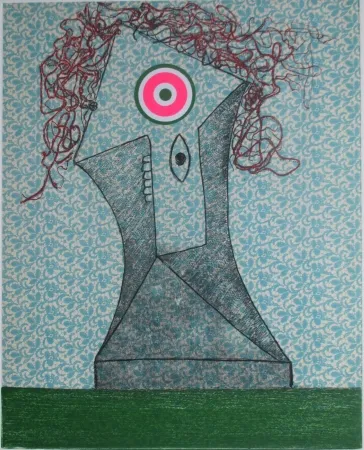 Etching Baj - Femme dans un fauteuil