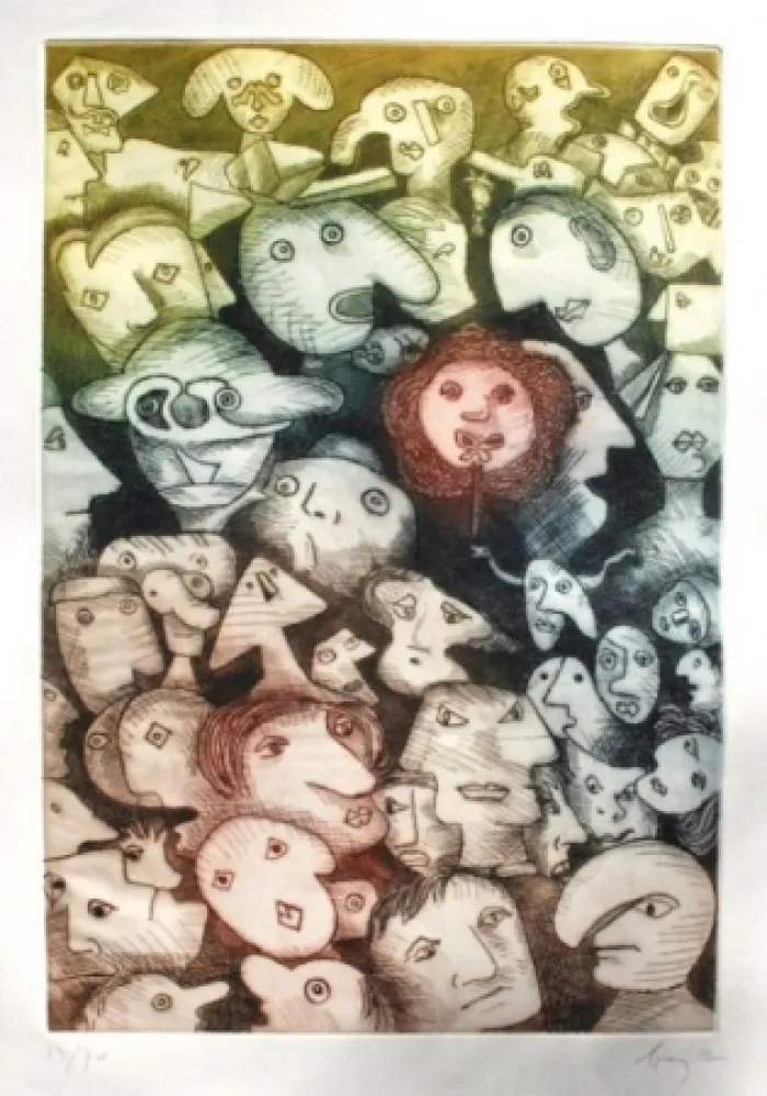 Etching Baj - Grande folla