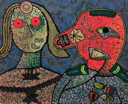 Screenprint Baj - Il Generale Amin e una delle sue mogli